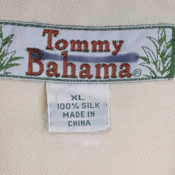 Tommy Bahama Silk Shirt Mens XL Yellow Gray White Button Up Camp Tropical Cruise - Picture 2 of 9